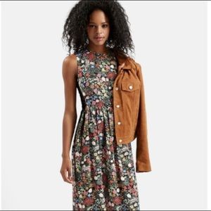 Topshop 'Woodland Floral' Side Lace Midi Dress